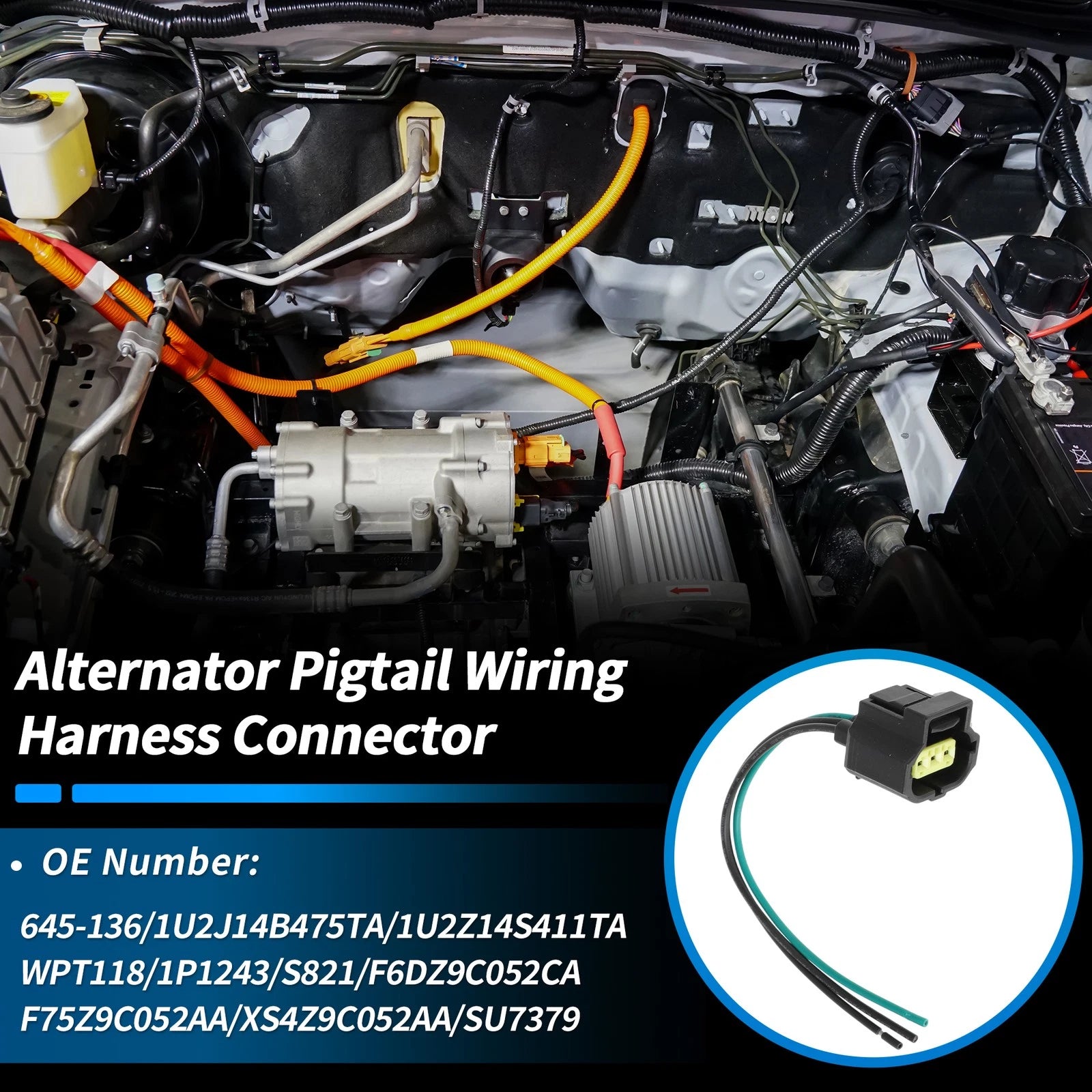 2X Alternator Plug Wiring Harness Pigtail for Ford Lincoln (No.WPT118)