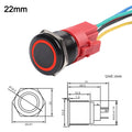 Metal Push Button Switch 22mm 12V LED Light IP67 Waterproof for Universal