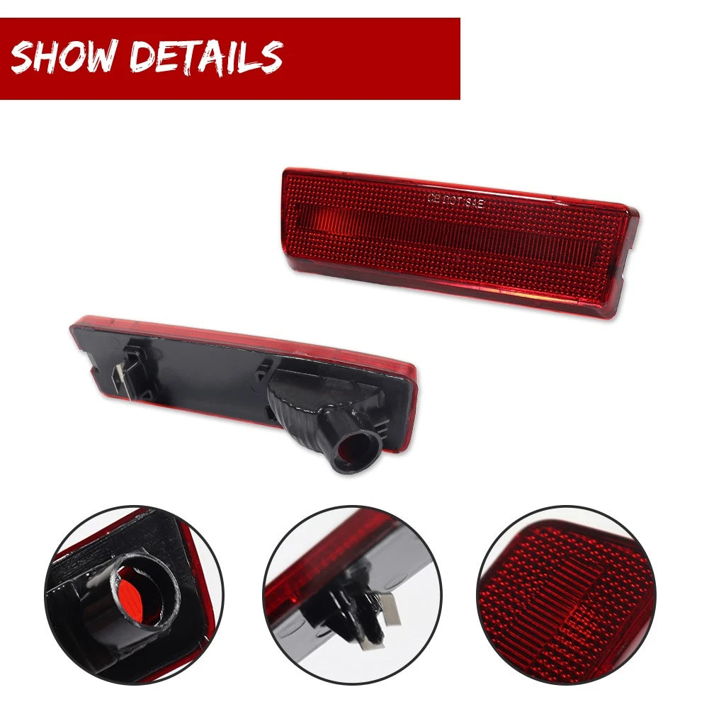 2X Red Lens Rear Bumper Side Marker Lights for Ford Transit Connect (2010–2013)