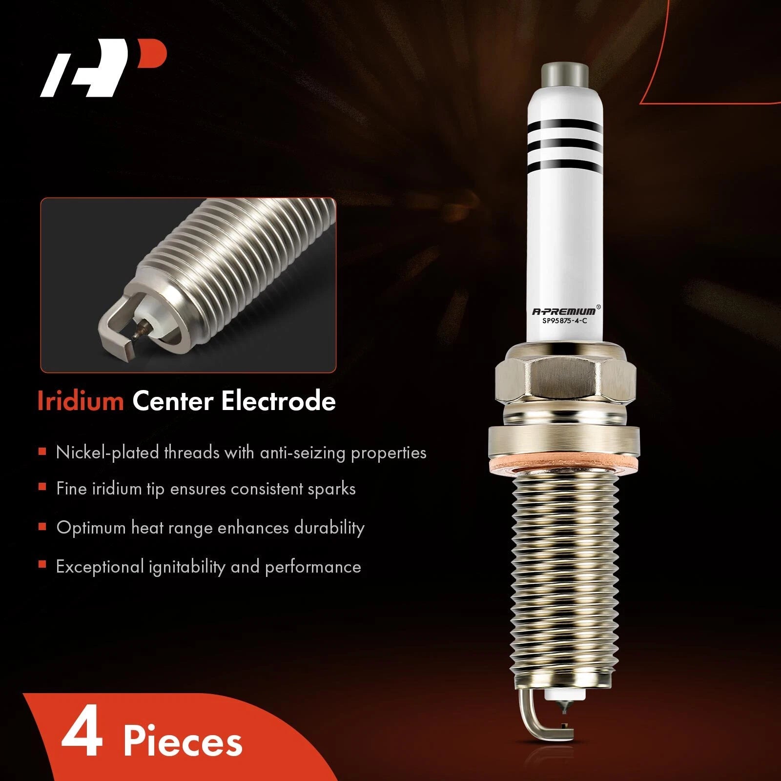Set of 4 Iridium Platinum Spark Plugs for Mercedes-Benz CLA45 AMG (2014–2020)