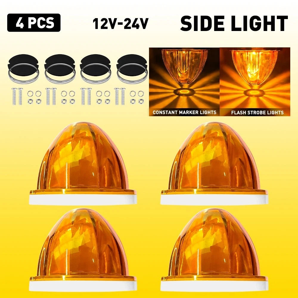 Set of 4 LED Amber Lamp for Semi Truck Trailer (12V–24V)