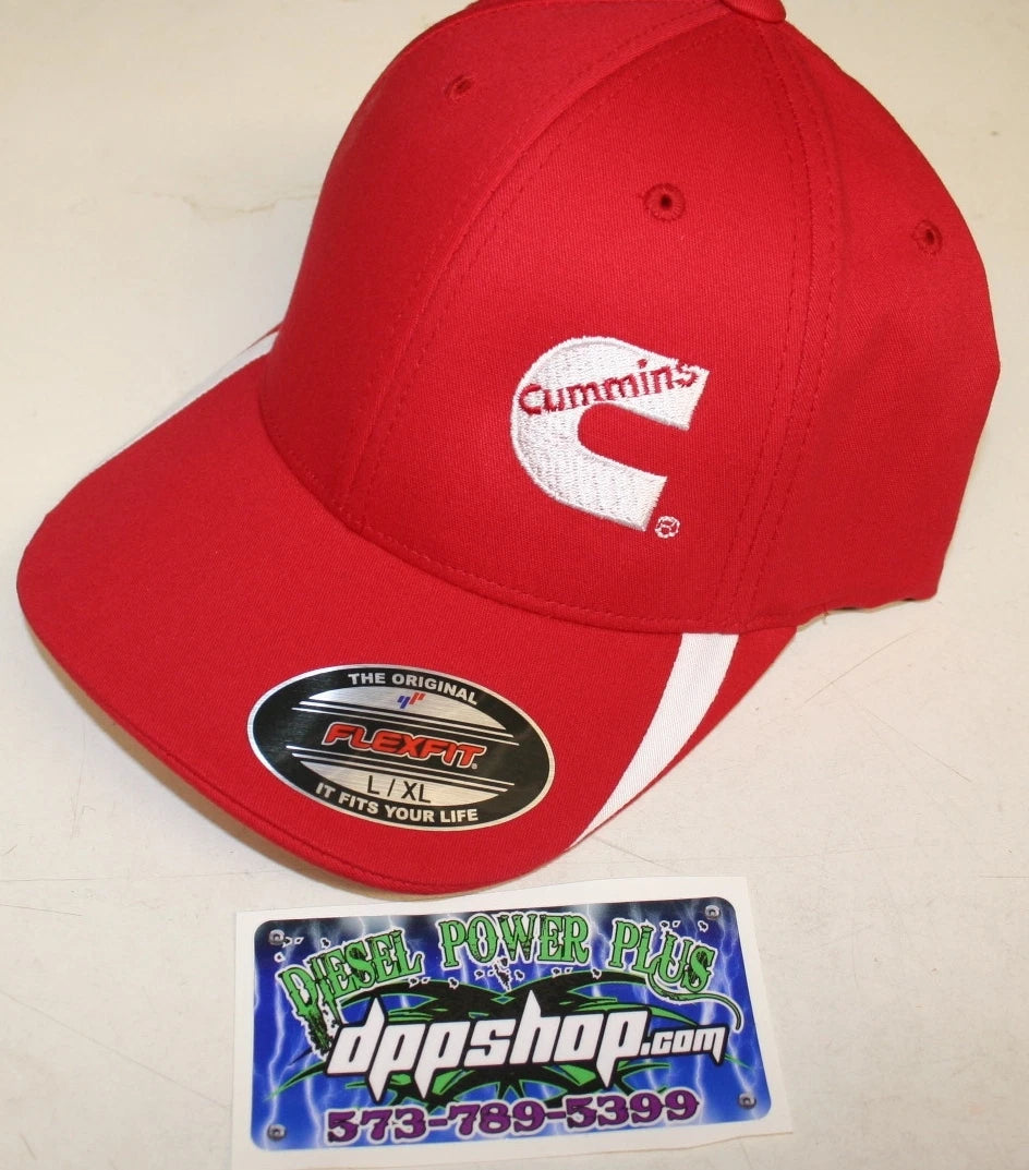 Cummins Hat Fitted Flex Fit Cap Red White LG/XL for