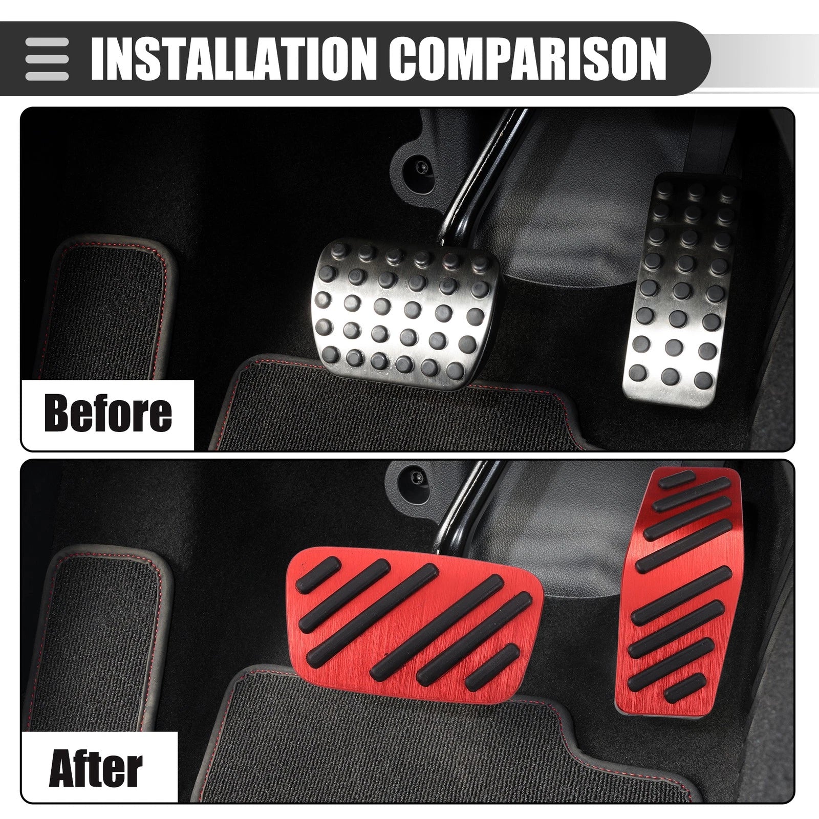 Set of 2 Brake and Accelerator Pedal Covers for Chevrolet Cruze (2009–2020) Black Red