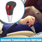 Gear Shift Knob for Toyota (Red Wood Grain, Black Faux Leather)