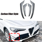 ABS Carbon Look Front Bumper Side Air Vent Fin Trim for Alfa Romeo Stelvio (2017–2025)