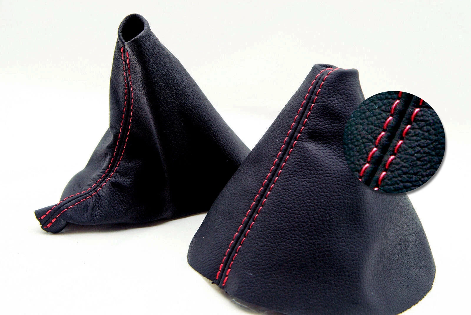 Set of 2 Manual & E Brake Boots for Mazda Miata MX5 (2006–2013) Red Stitch