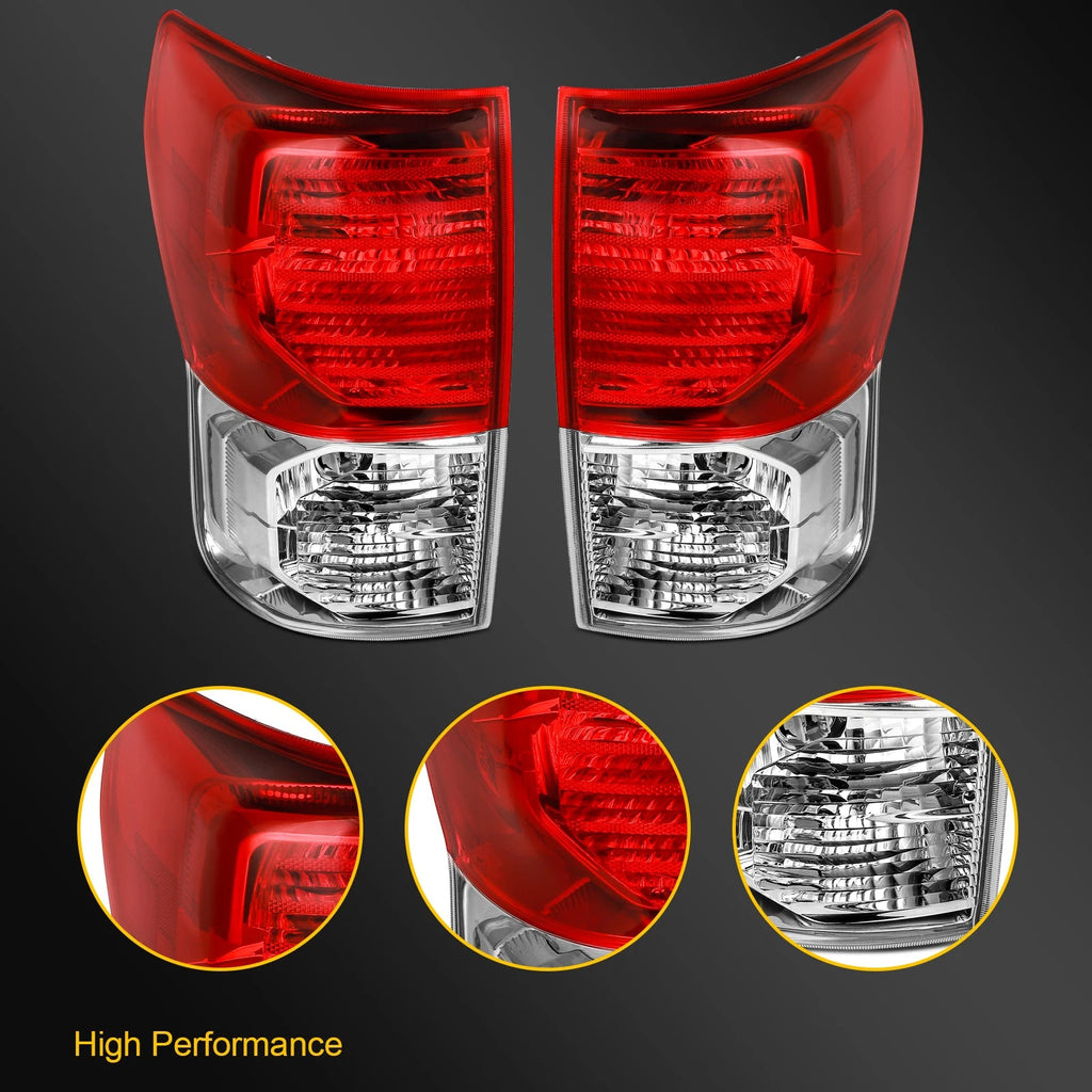 2X Rear Red Chrome Tail Lights Assembly for Toyota Tundra (2007–2013)