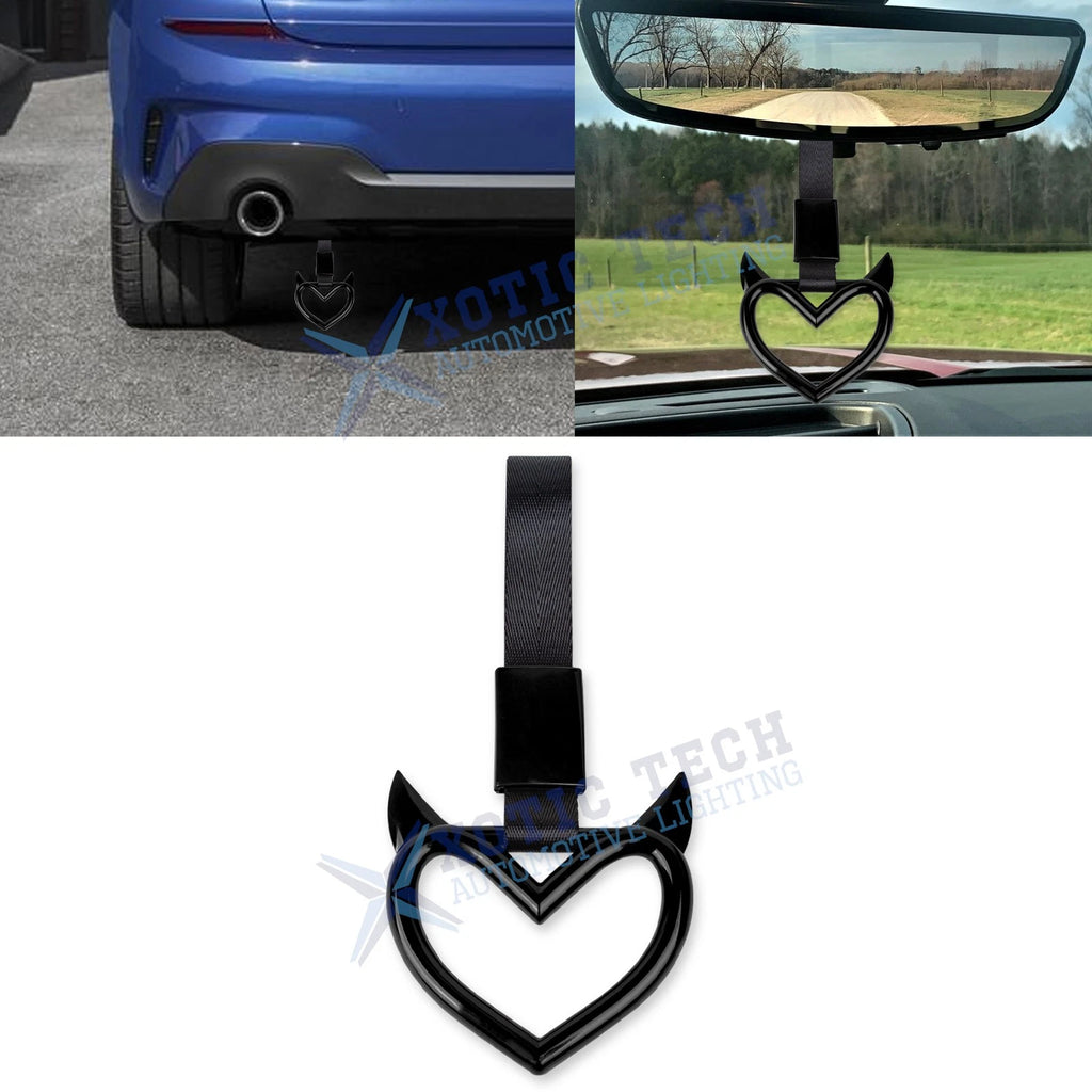 Black Tsurikawa Hanger Devil Heart for Japanese Car (1997–2001)