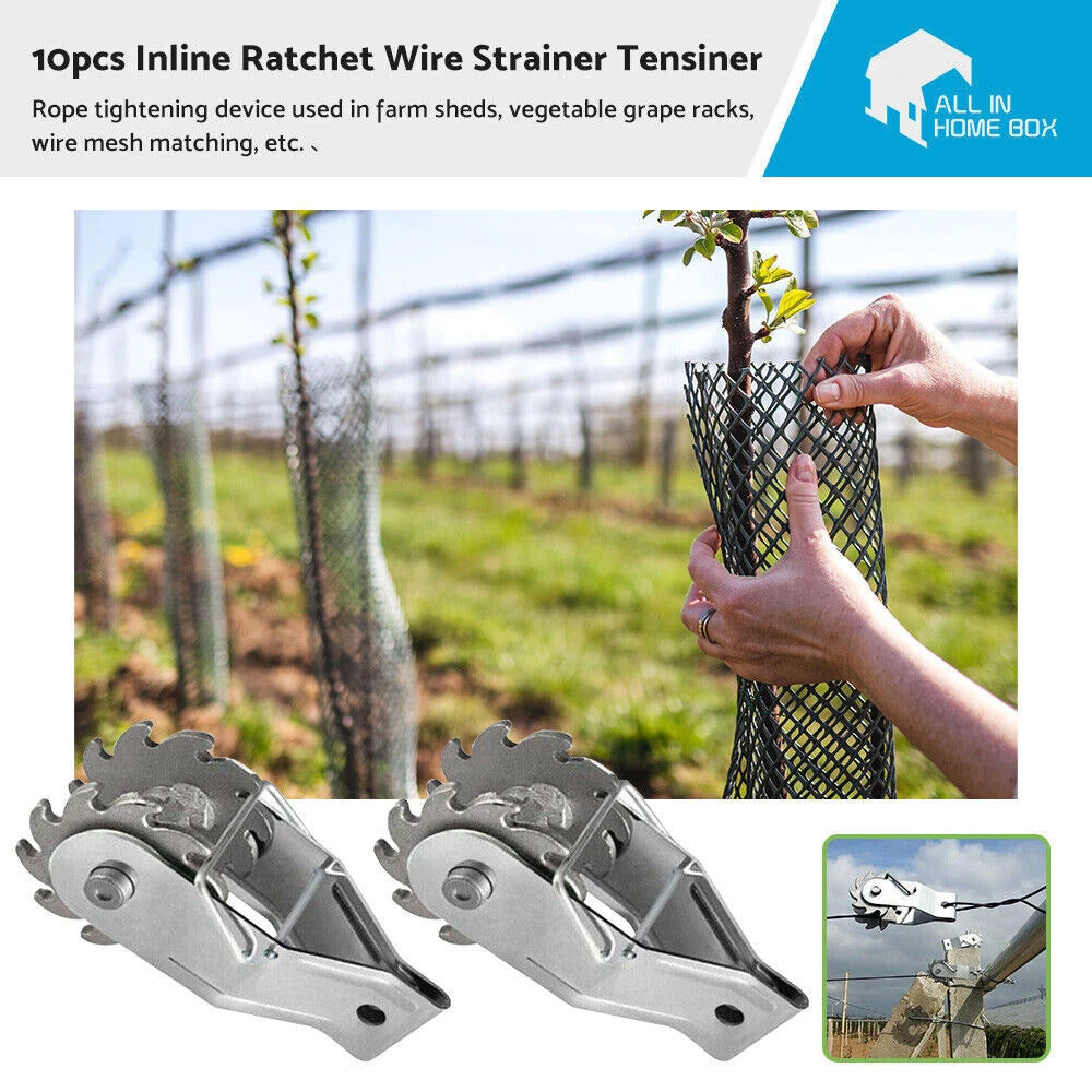 Set of 10 Inline Ratchet Strainers for Tensioning Fence Wire