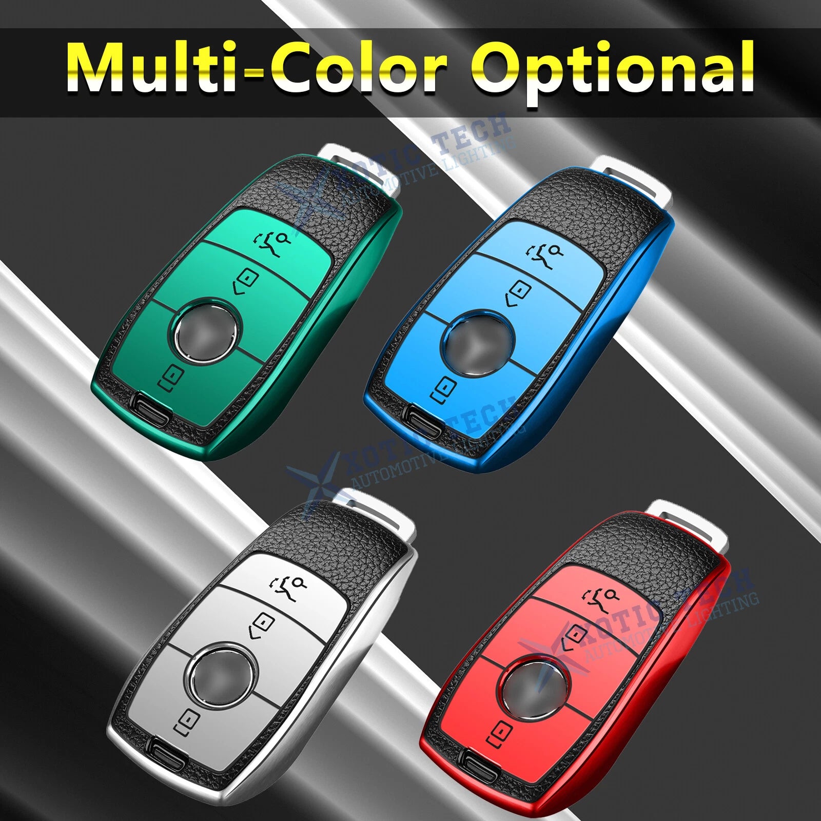 TPU Leather 3-Button Remote Key Fob for Mercedes-Benz E-Class (2017-2018)