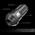 Set of 20 J2 Aluminum Black M12 X1.5 Closed End Lug Nuts 24mm OD/50mm Height