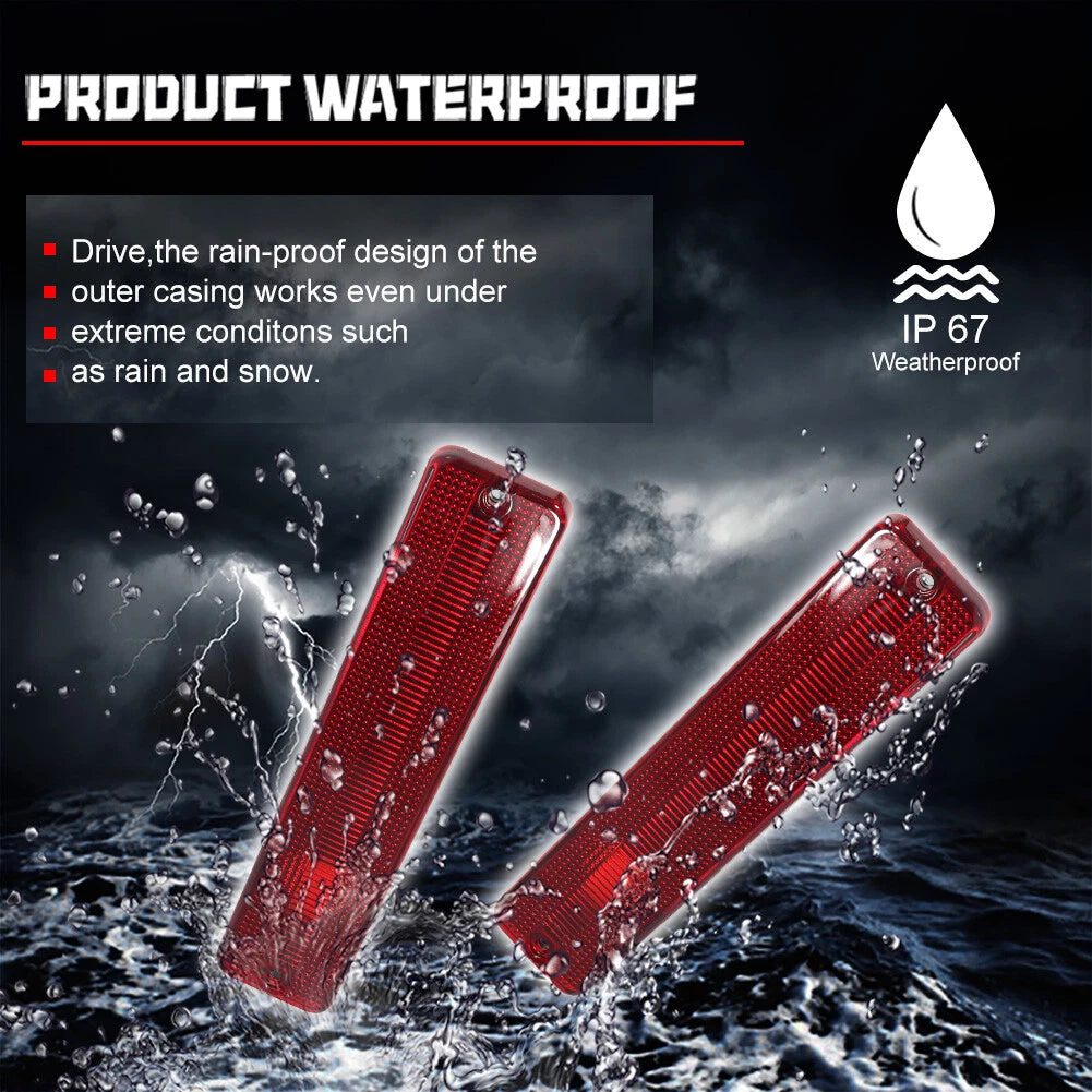 Set of 2 Red Lens Rear Side Marker Light Covers for Jeep J Series