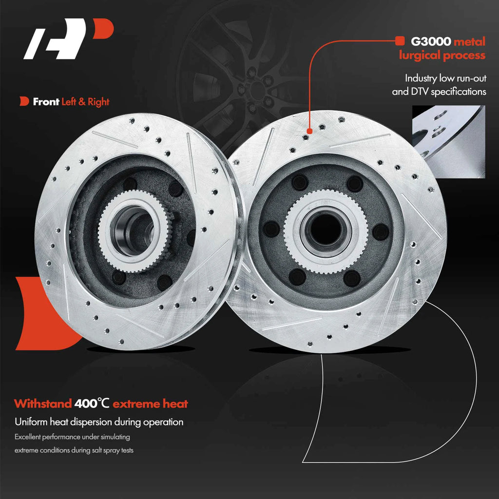 Front Side Drilled Brake Rotors for Chevy Express 2500 GMC Savana 2500 (2003â2023)