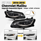 Upgrade Halogen Headlights w/ Sequential Signal Pair for Chevy Malibu (2016–2018)