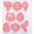 Set of 8 Summer Theme Biscuit Cutters for Kitchen Baking Tools