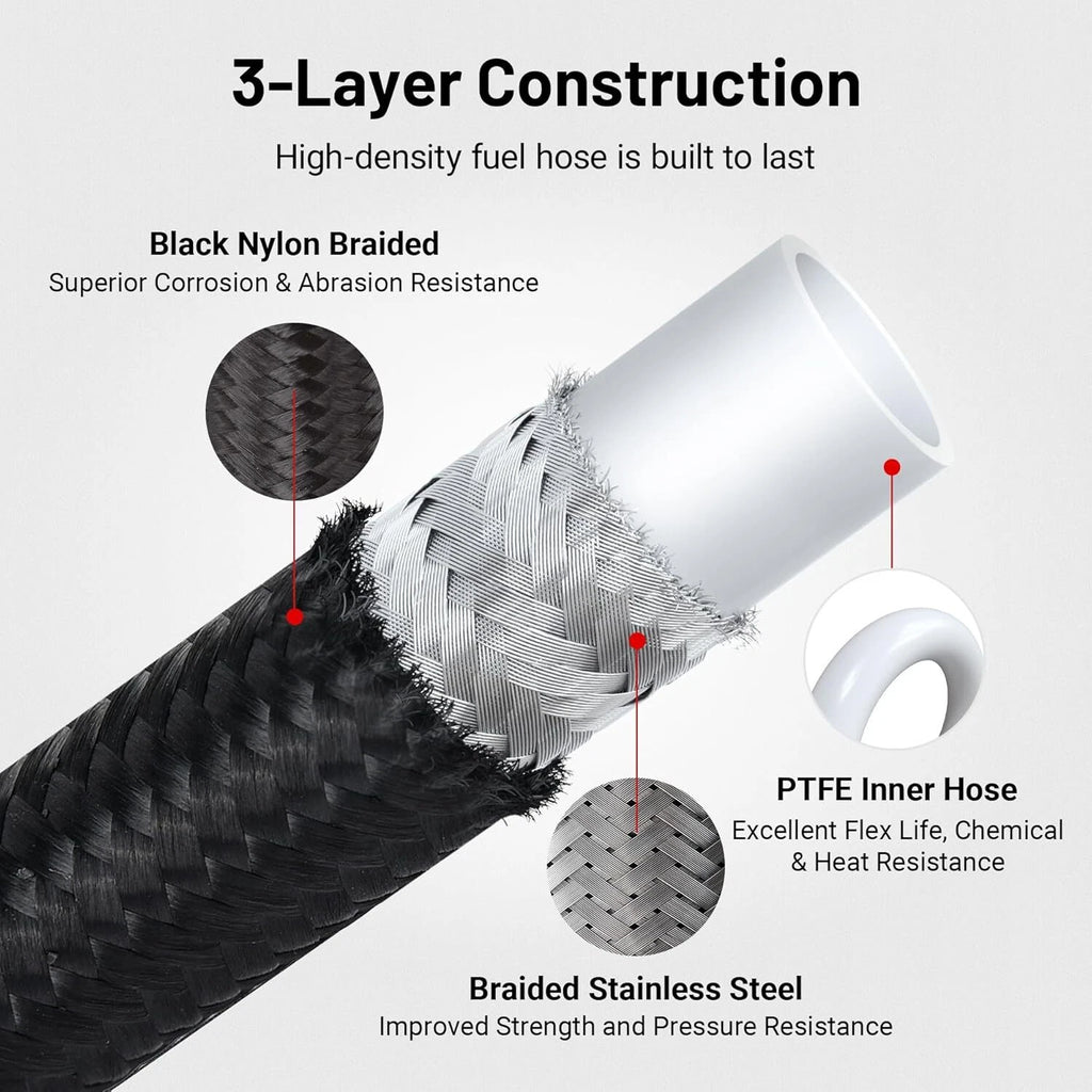 8AN PTFE Fuel Line Kit for Universal Applications (20FT)