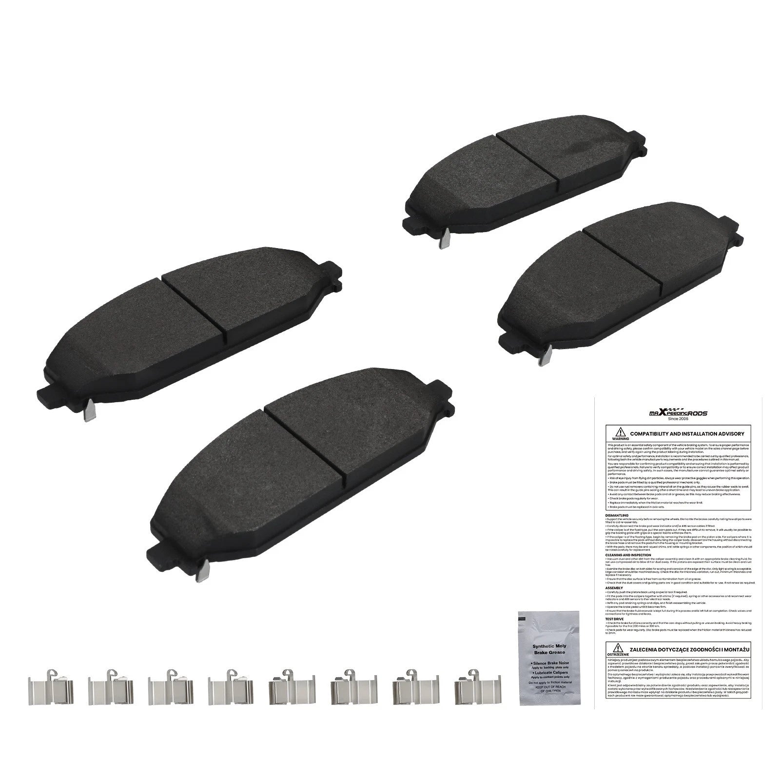 Front Brake Pads Kit for Jeep Wagoneer/Wagoneer L (2022–2024) w/Hardwares