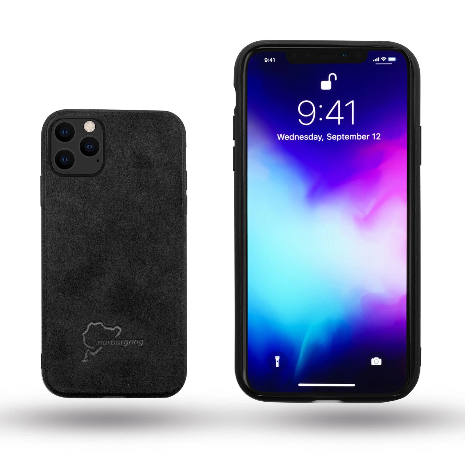 Matte Black Slim Alcantara Leather Nurburgring Race Map Case for iPhone 11 Pro (2010–2010)
