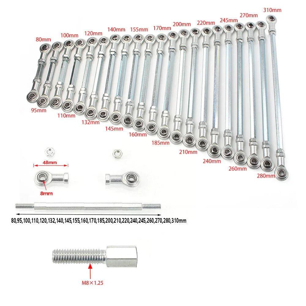 280mm M8 Ball Joiner Bolt Tie Rod for ATV Go Kart Buggy Quad Dirt Pit Bike