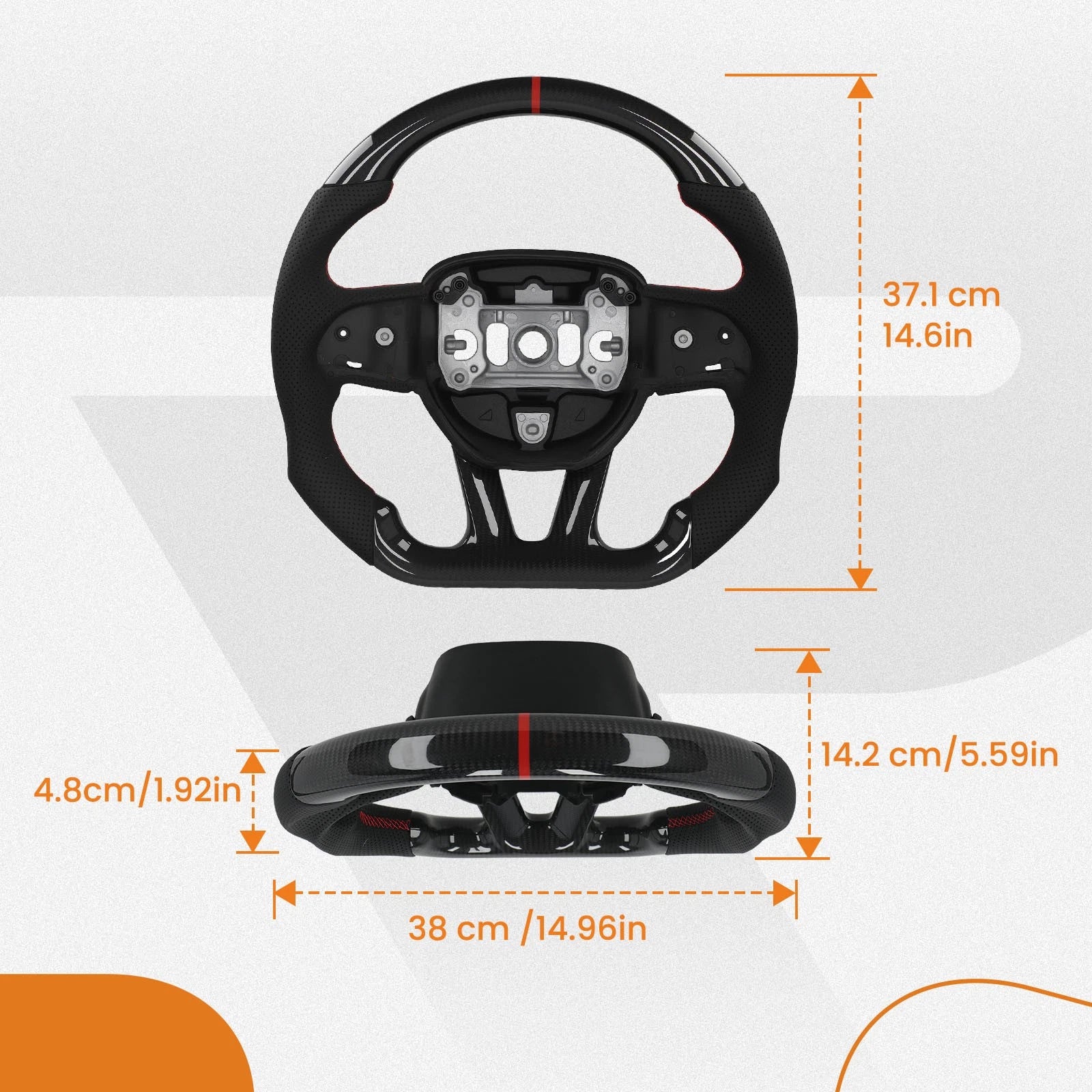Real Carbon Fiber Steering Wheel for Dodge Charger Challenger (2015–2025)