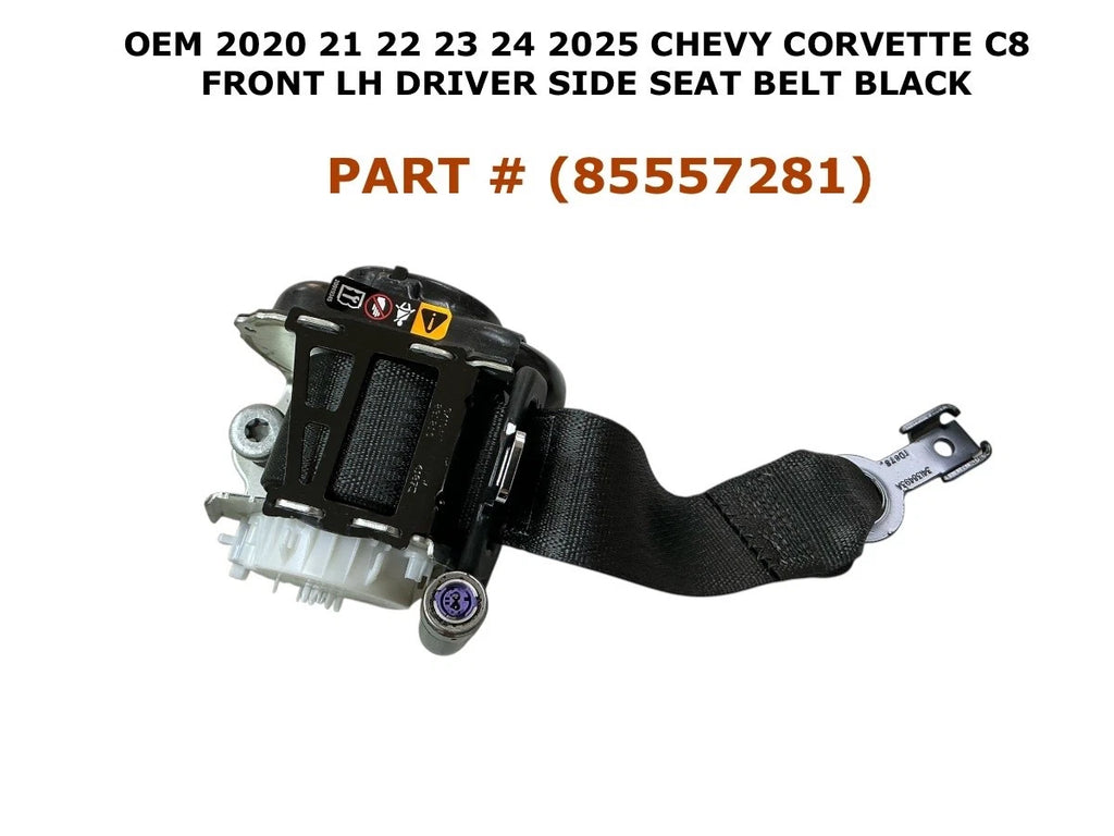 Front Left Seat Belt for Chevy Corvette C8 (2020–2025) 85557281, Black