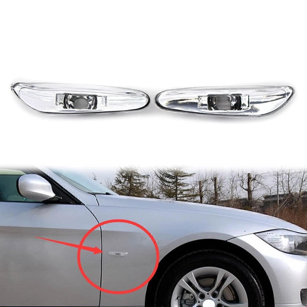 2X Side Marker Light Turn Signal Lamp Clear 63137165915 for BMW E46 (2002–2005)