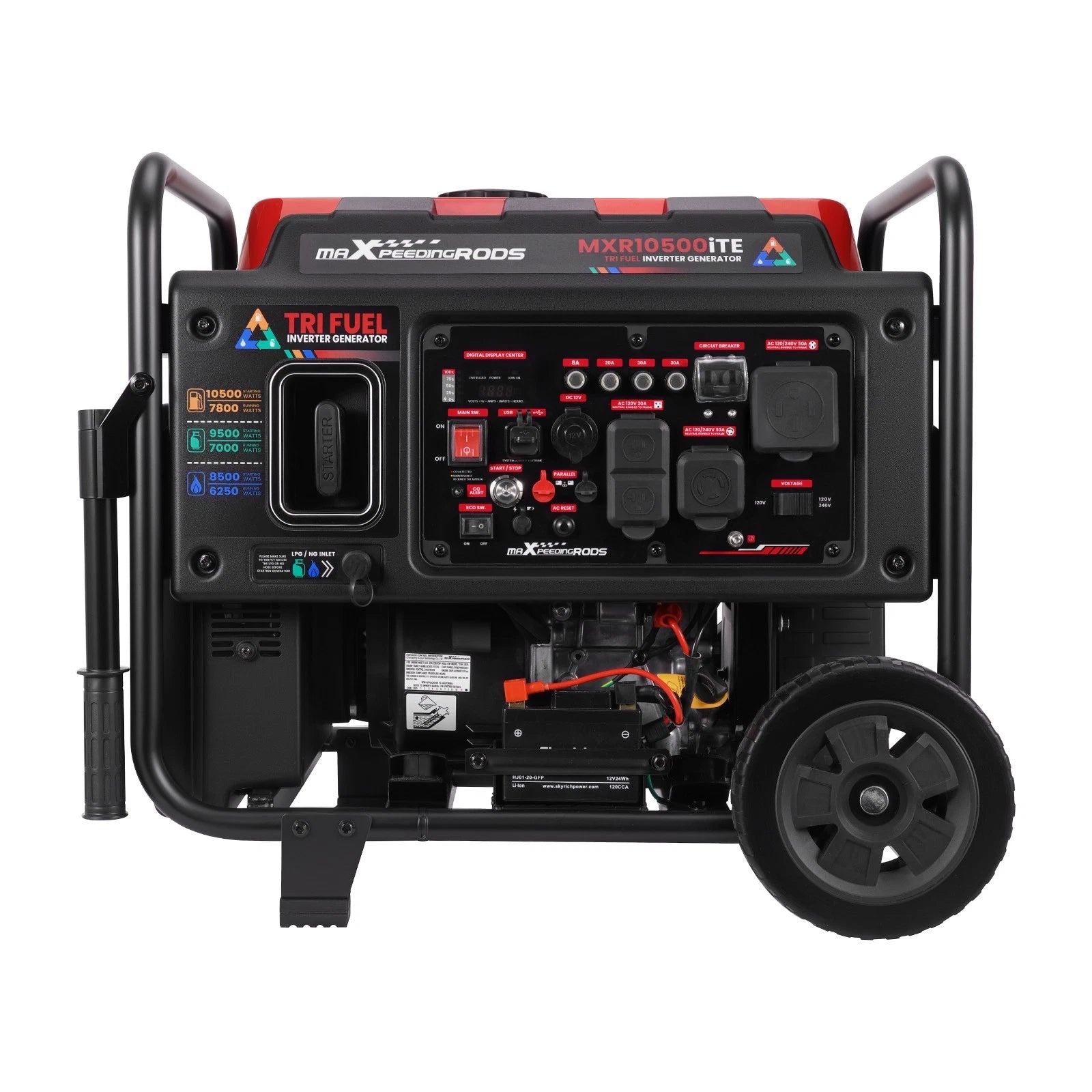 Tri-Fuel Inverter Generator 10500W Peak for Event Power (120/240V)