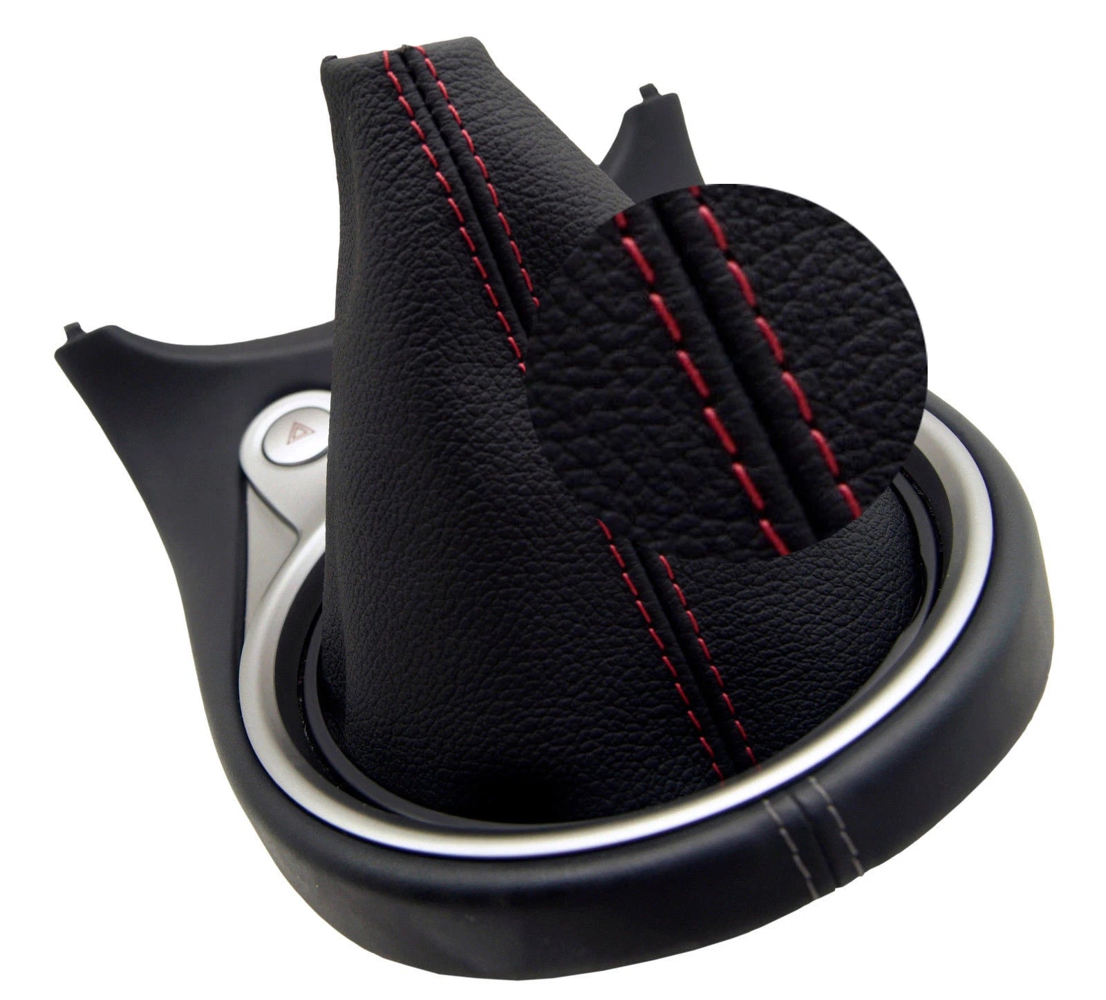 Leather Shift Boot Cover for Nissan 370Z (2008–2019) Red Stitch