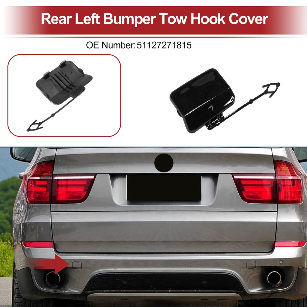 Tow Hook Cover Cap for BMW X5 E70 (2011–2013) No. 51127271815 Black