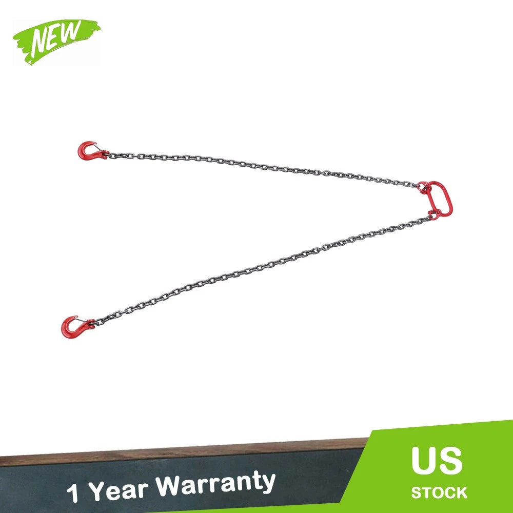 2X 5/16" × 5' Chain Sling for Lifting with Grab Hooks (6600 lbs)
