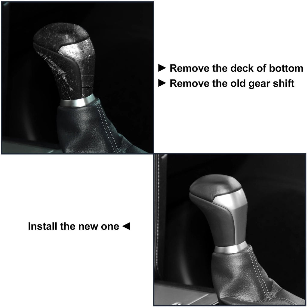 Automatic Gear Shift Knob for Toyota Tacoma (2016–2023) - Black Faux Leather, Silver Tone