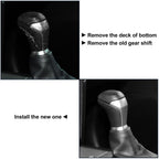 Automatic Gear Shift Knob for Toyota Tacoma (2016–2023) - Black Faux Leather, Silver Tone