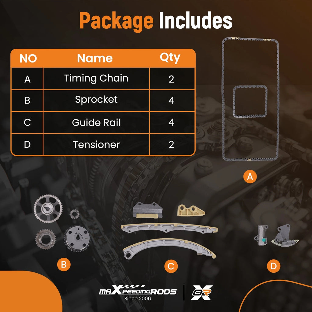 Timing Chain Kit & Guide Rail Sprocket for Honda Accord CR-V Element (2003–2011)