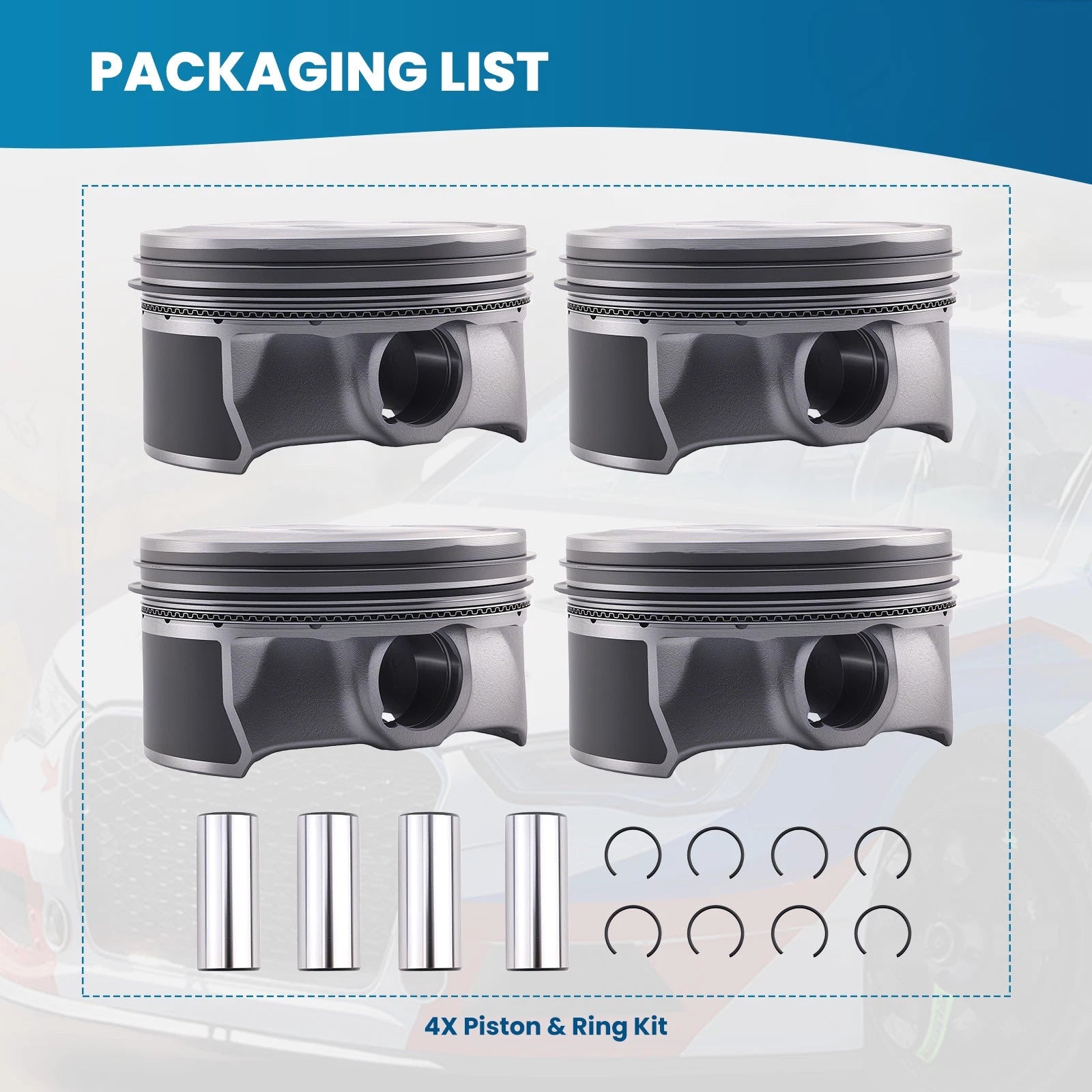 Engine Piston & Piston Rings Kit for Hyundai Kona Elantra 2.0L (2017-2018)