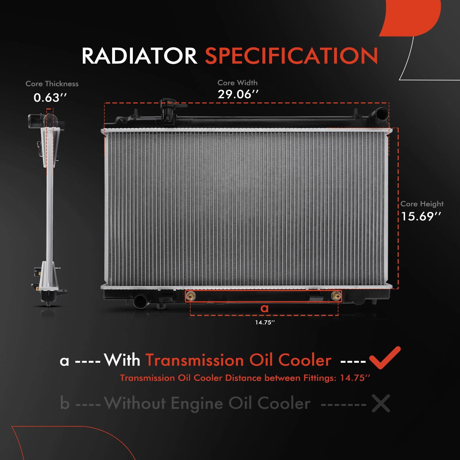Radiator with Oil Cooler for Nissan 350Z (2003–2006)
