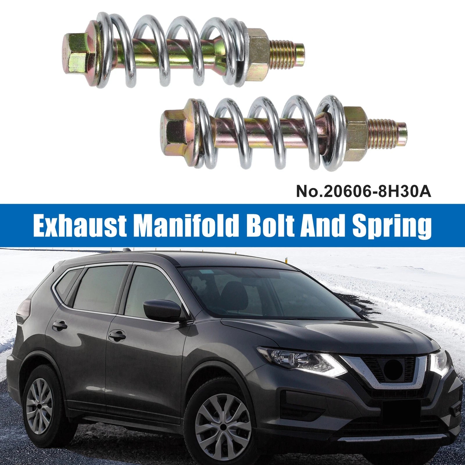 Set of 2 Exhaust Manifold Bolt Nut and Spring Repair Kit for Toyota (No. 206068H30A)