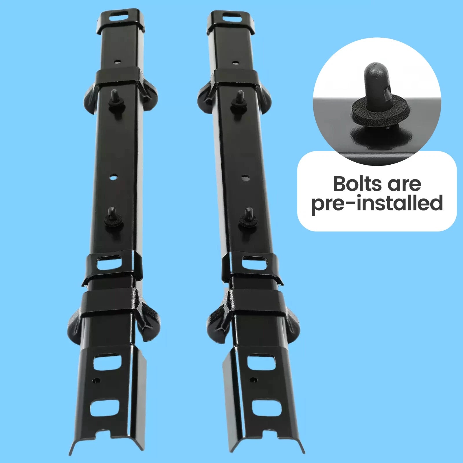 Set of 2 Black Floor Track Brackets for Ford Transit (2015–2024)