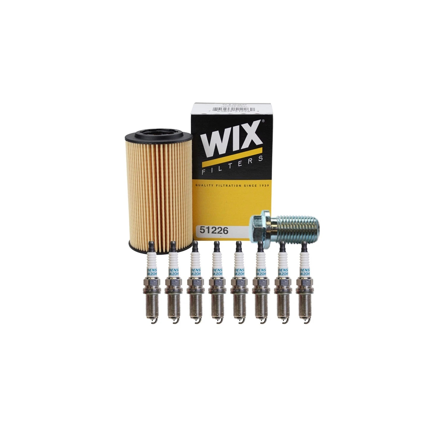 Wix Engine Oil Filter & Denso 8 Iridium LL Spark Plugs for Mercedes C215 CL55 AMG (2000–2006)