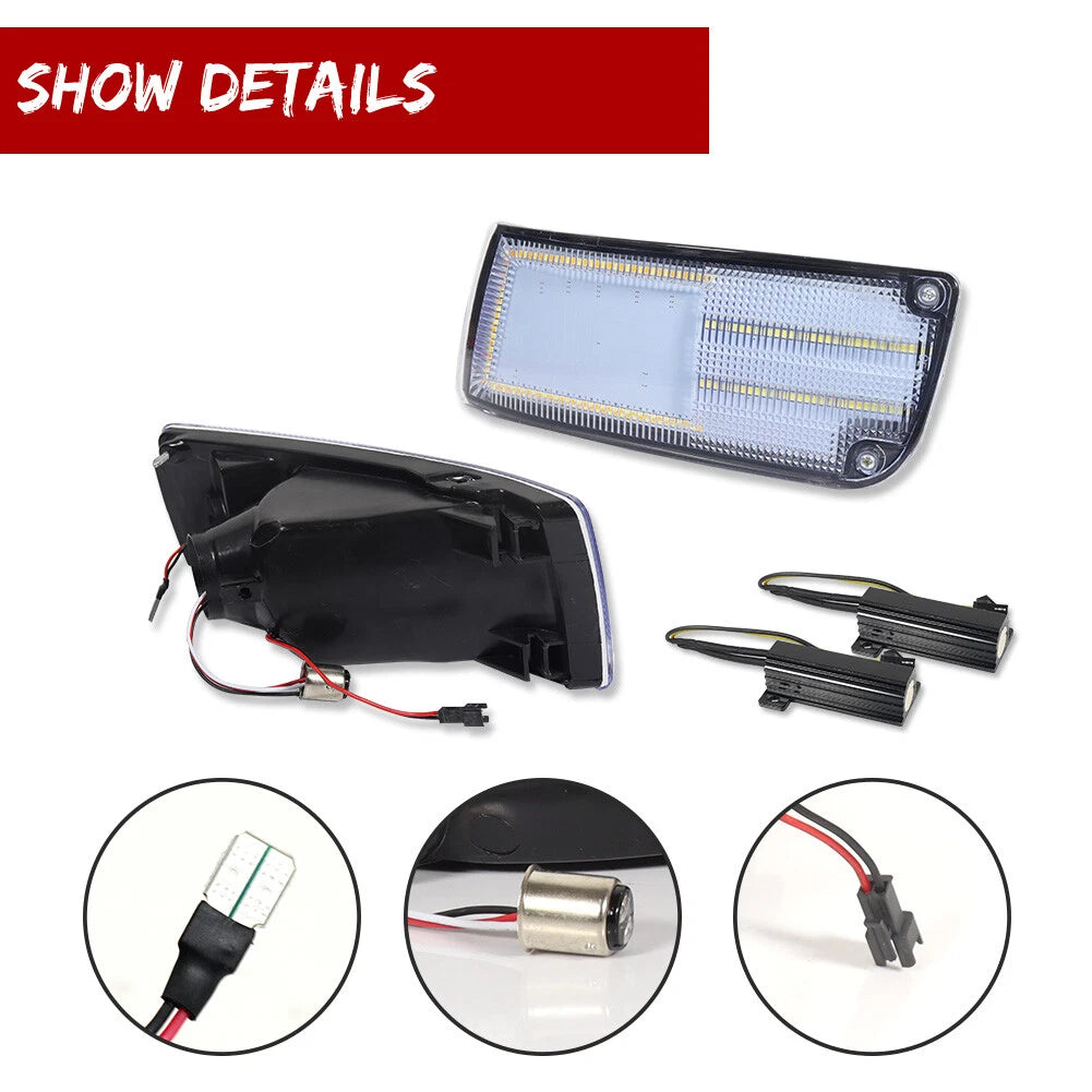 2Pcs Clear Lens DRL Turn Signal with Amber LED Lights for Nissan 300ZX (90–96)