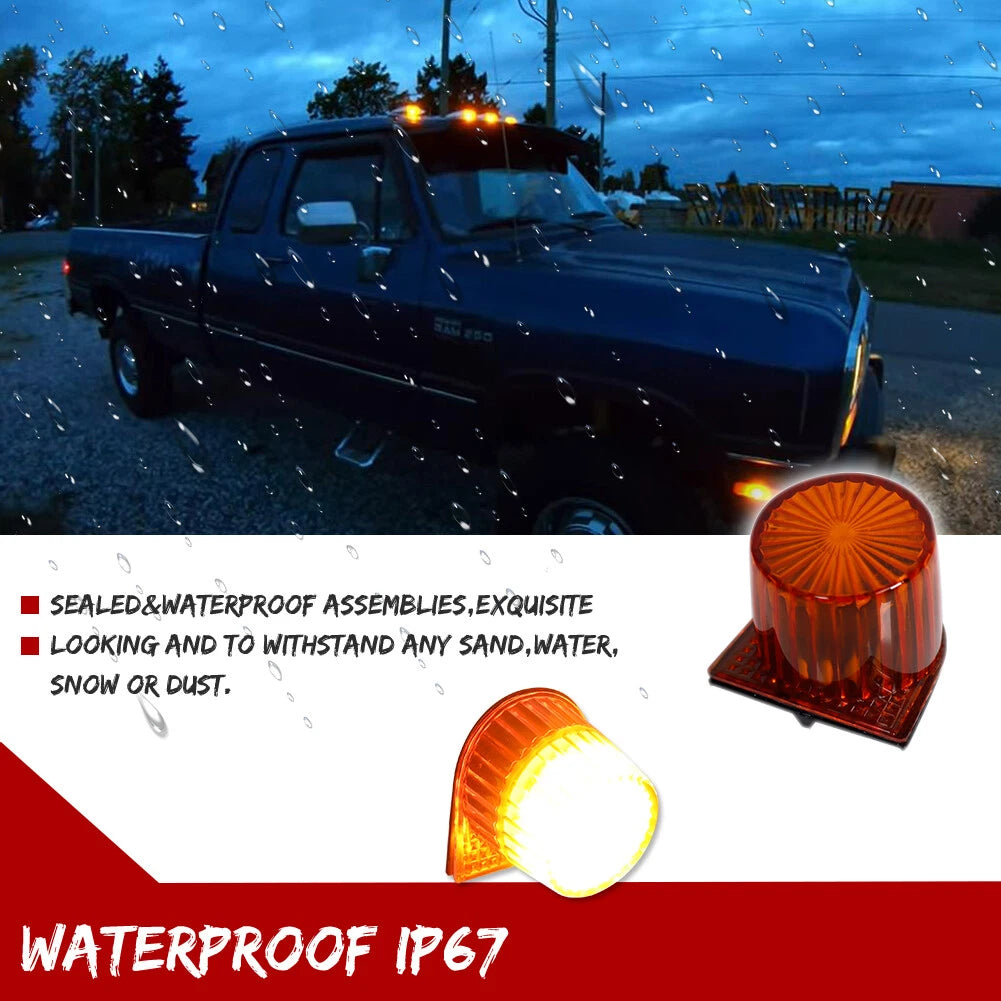5X Amber LED Roof Cab Clearance Lights for Dodge D150 D250 D350 (1984–1993)