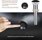 Ceramic Black Oval Vessel Sink with Pop Up Drain (15.7" x 13")