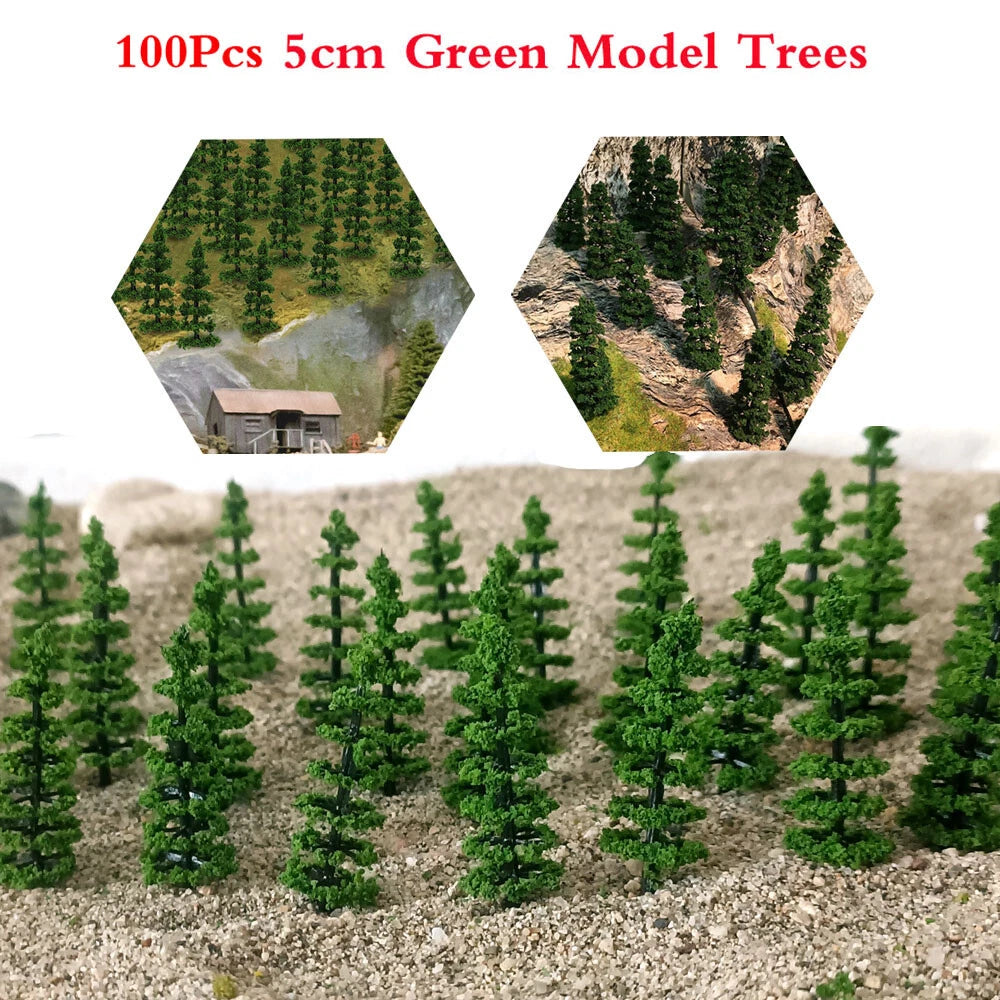 100 Pcs Model Trees for HO Scale Train Diorama Landscape Scenery (50mm)