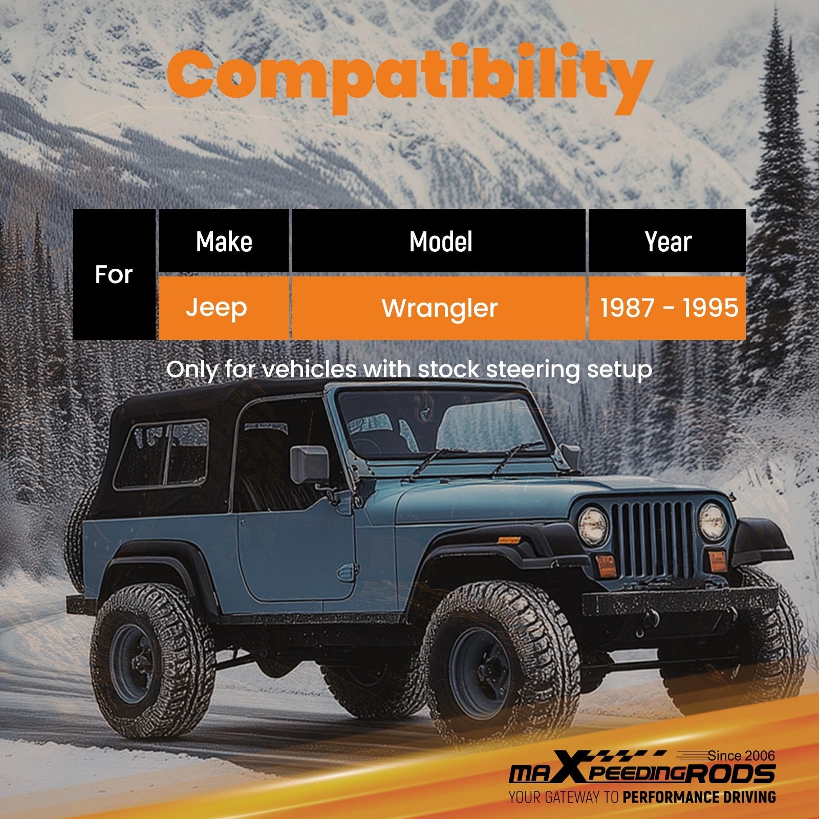 Dual Steering Stabilizer with Mounting Brackets for Jeep Wrangler YJ (1987–1995)