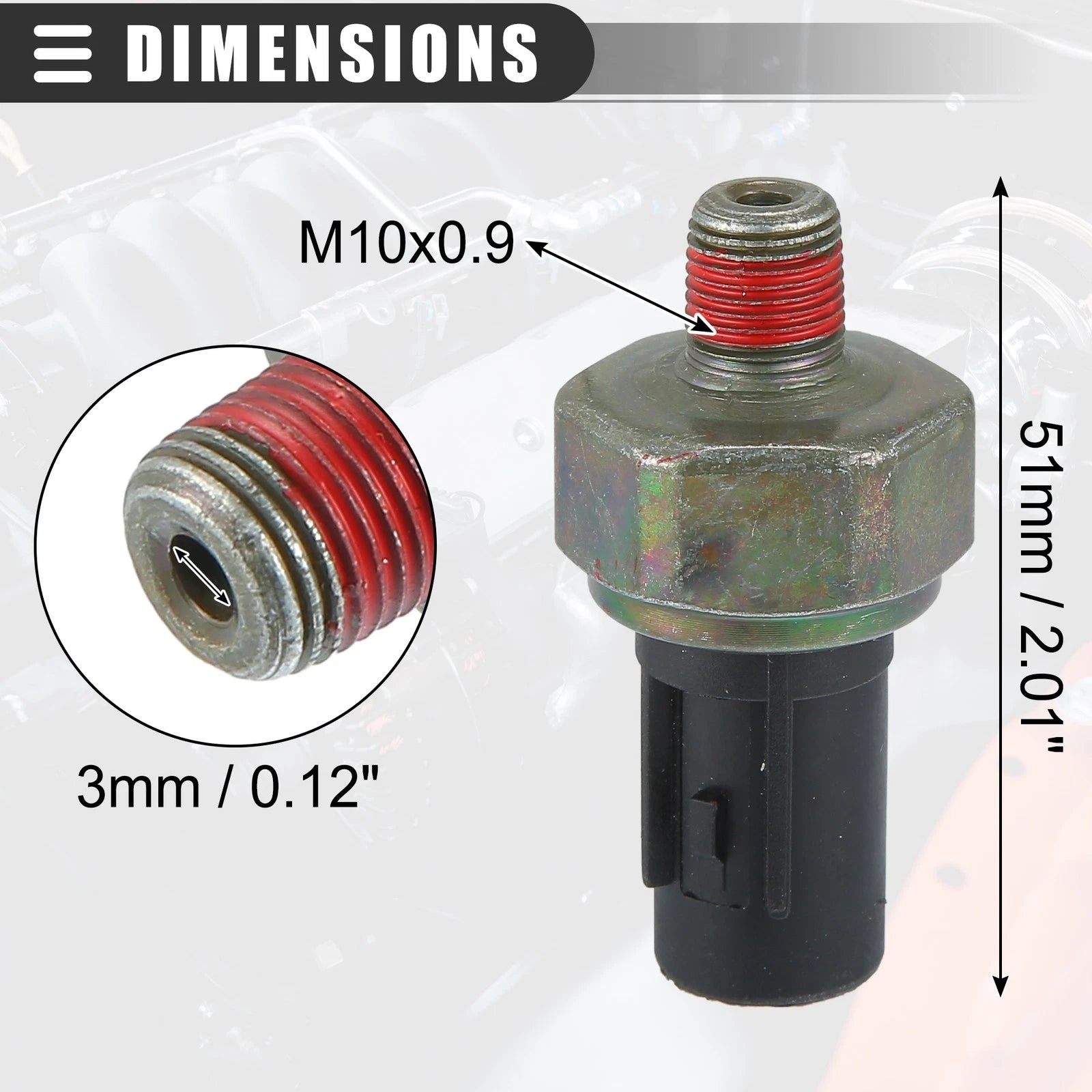 Engine Oil Pressure Sensor for Hyundai Accent (2012–2019) No. 9475037000 Black