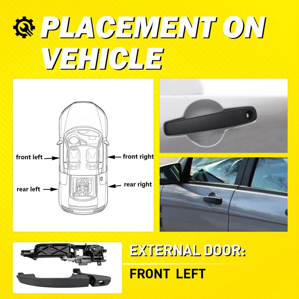 LH Driver Side Front Exterior Door Handle Black for Ford Focus (2008–2011)