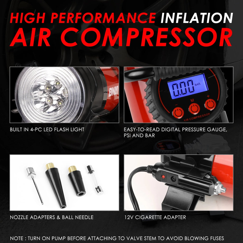 125 PSI Electric Air Compressor Inflator for Car Bike with LED Reading