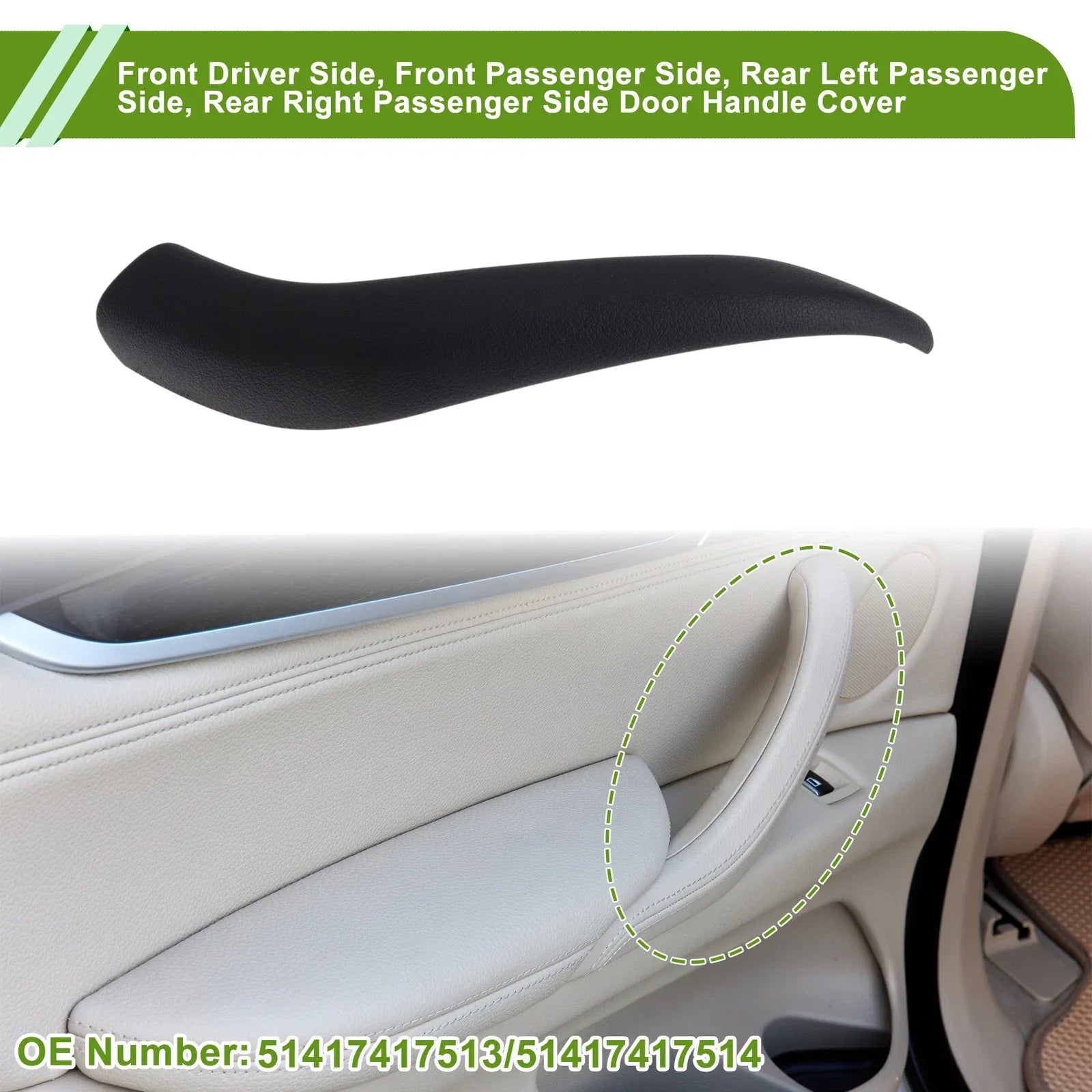 Door Panel Handle Pull Trim Cover for BMW X1 F48 Black (2016 - 2022)