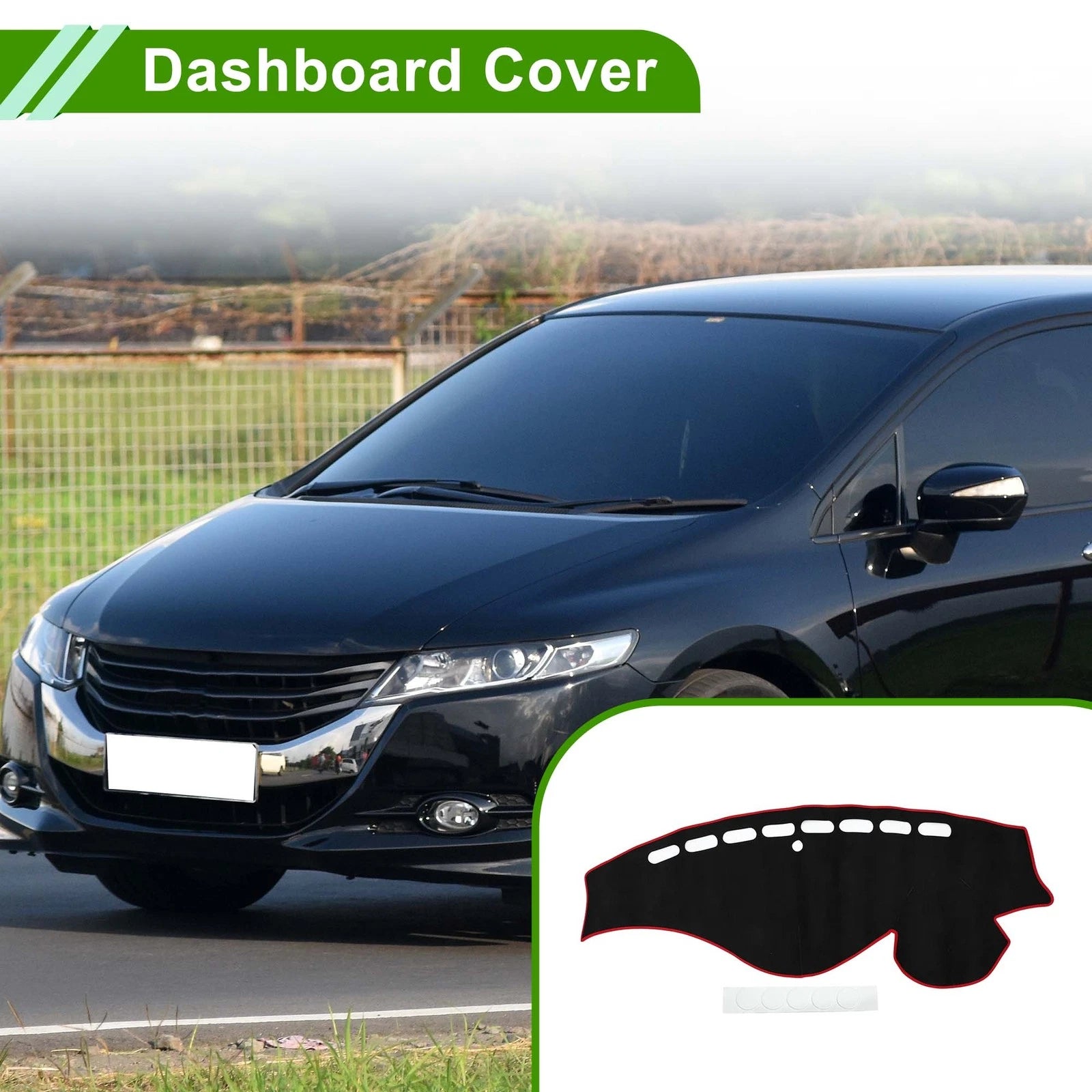 Dashboard Cover Mat for Honda Odyssey (2009–2014) Sun Protector Black Red