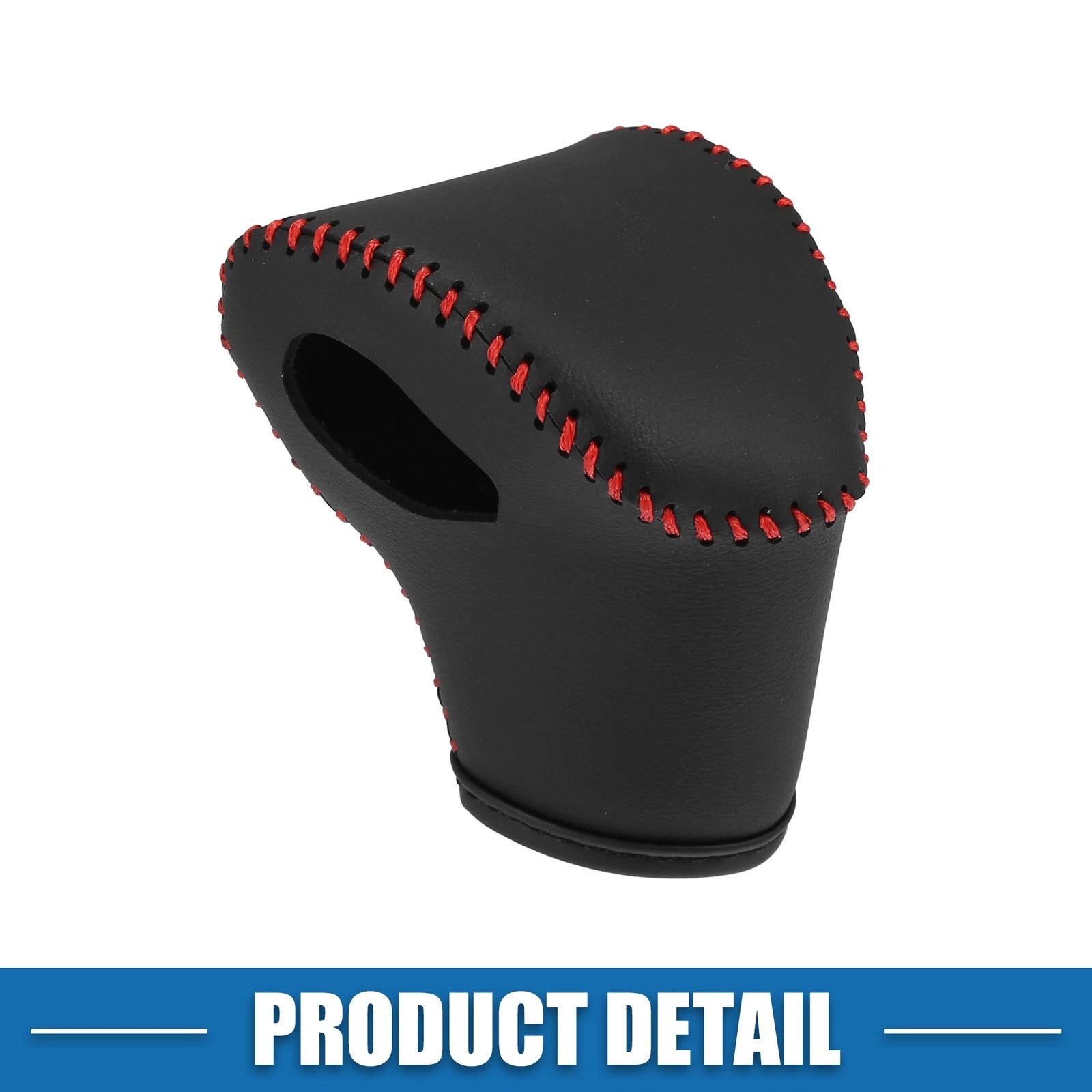 Automatic Gear Shift Knob Cover for Kia Seltos (2021–2023) Black Red Stitches