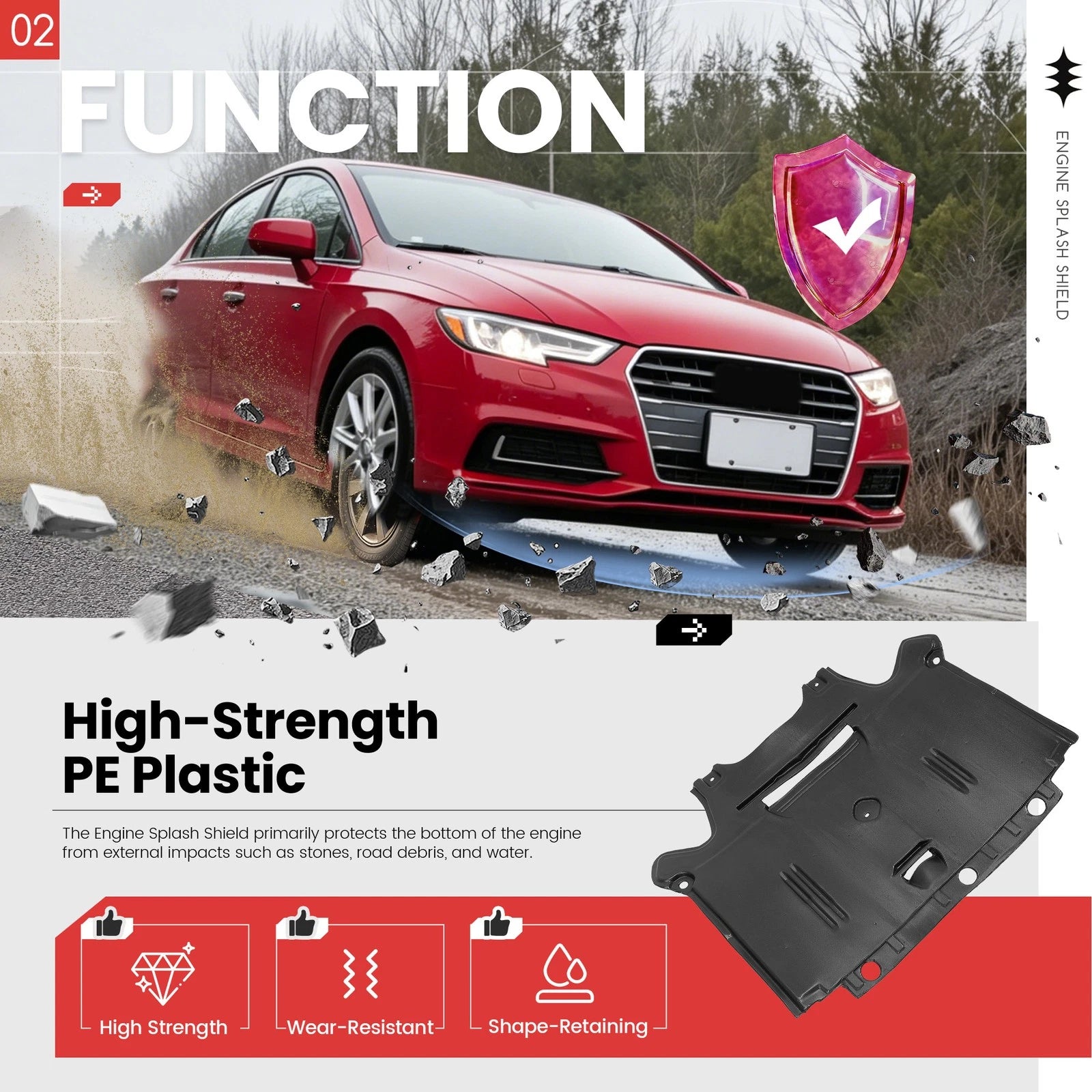 Rear Engine Splash Shield Under Cover for Audi A4 A5 Q5 (2008–2017)